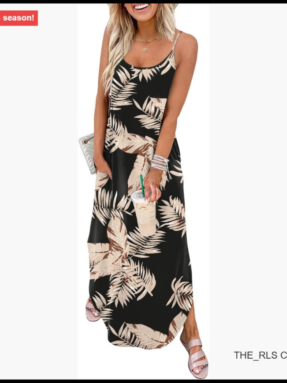 Spaghetti Strap Maxi Dress, Lightweight Polyester Blend, Casual Summer